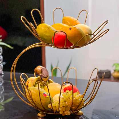 2-Layer Golden Crescent Fruit Basket