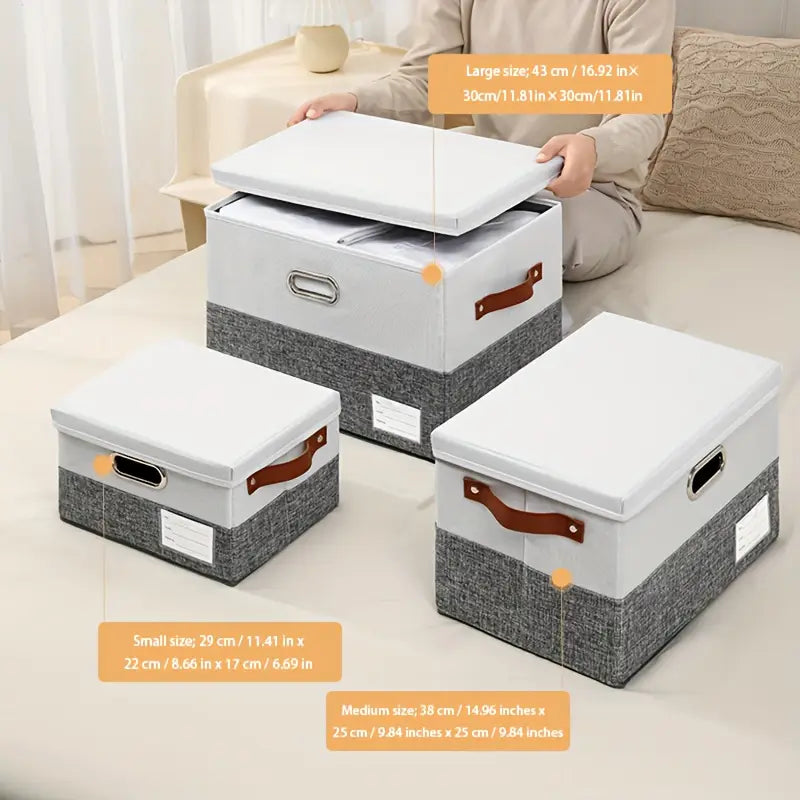 Space Saving Multi-Use Fabric Storage Basket with Lid
