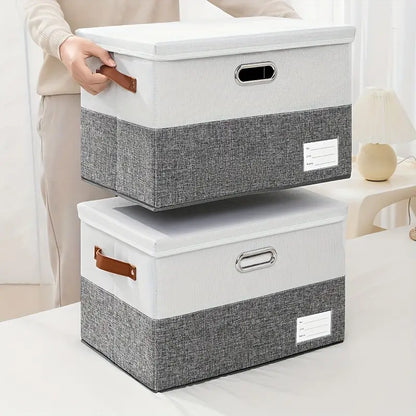 Space Saving Multi-Use Fabric Storage Basket with Lid