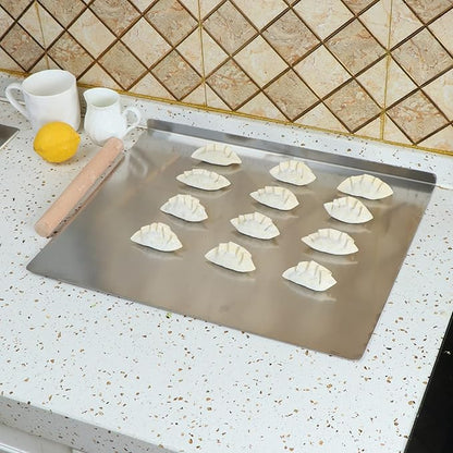 Non-Slip Stainless Steel Board for Cutting, Dough Rolling & Dumpling Prep