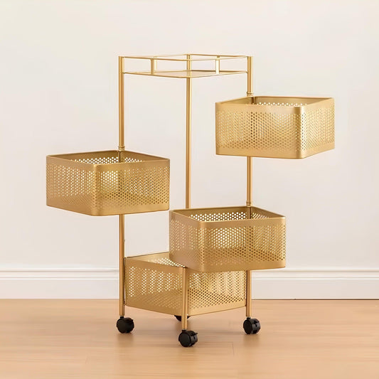 The Golden Edition Premium Round Metal Trolley