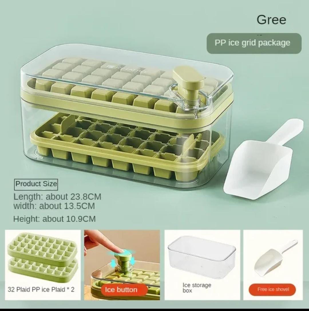 64 cubes double layer ice cube freezing and storage box