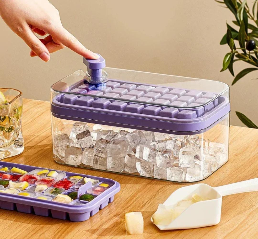 64 cubes double layer ice cube freezing and storage box