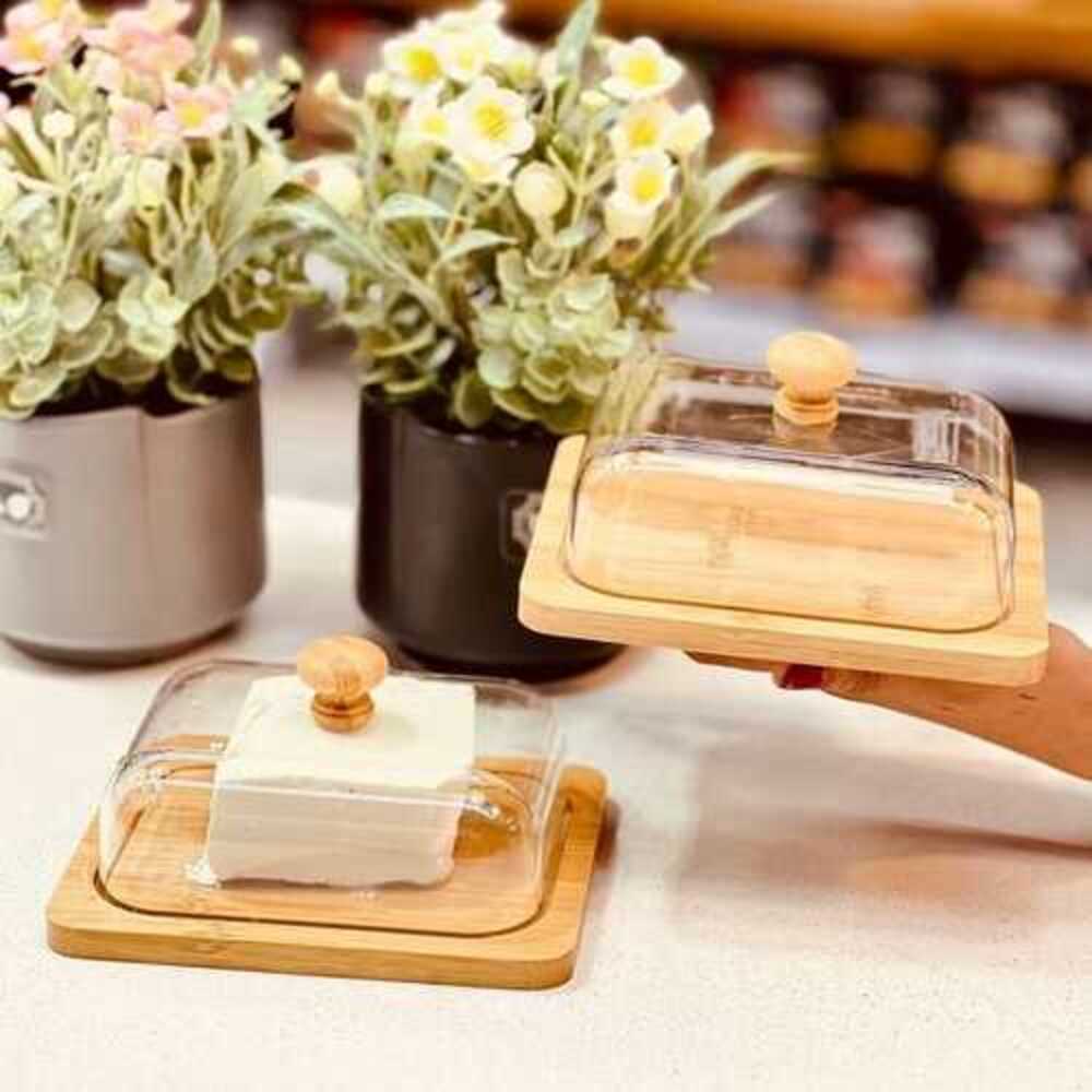 Multi Serve Wooden Keeper with Clear Lid