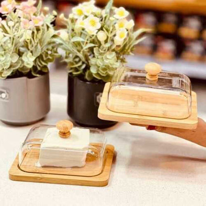 Multi Serve Wooden Keeper with Clear Lid