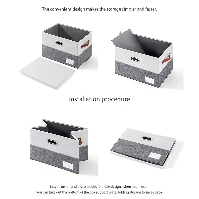 Space Saving Multi-Use Fabric Storage Basket with Lid