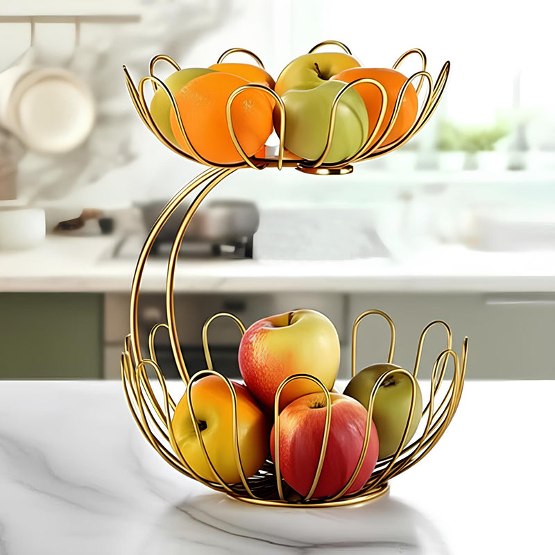2-Layer Golden Crescent Fruit Basket