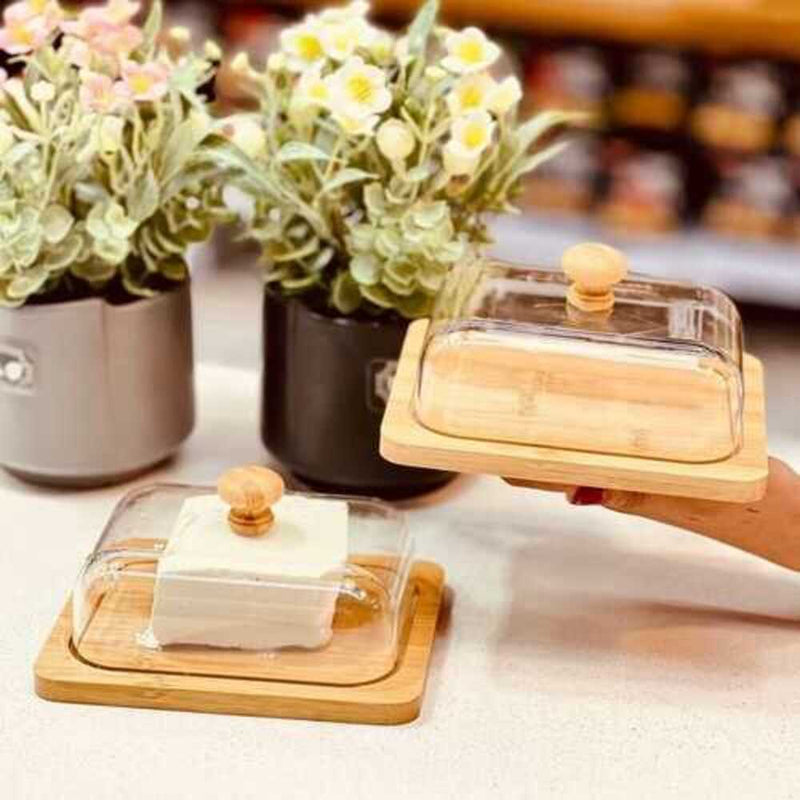 Multi Serve Wooden Keeper with Clear Lid