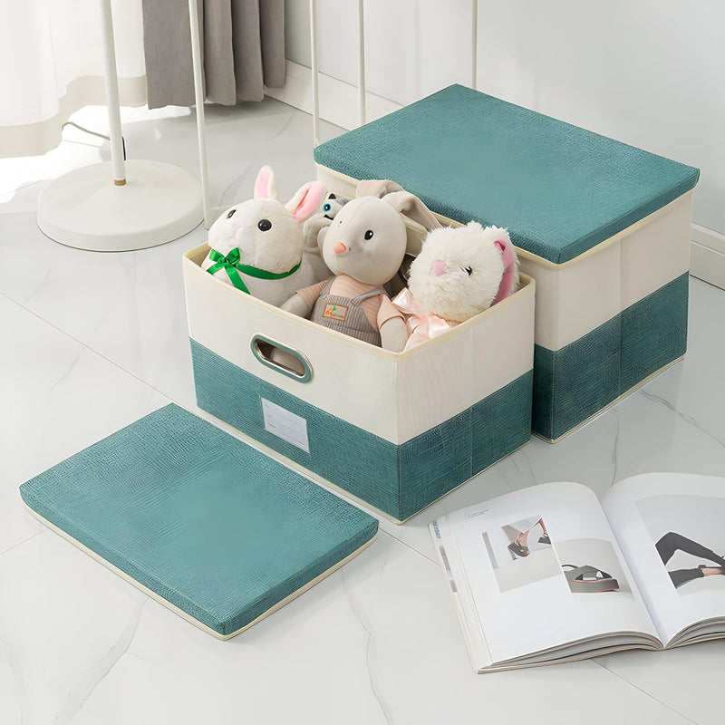 Space Saving Multi-Use Fabric Storage Basket with Lid - Image 2