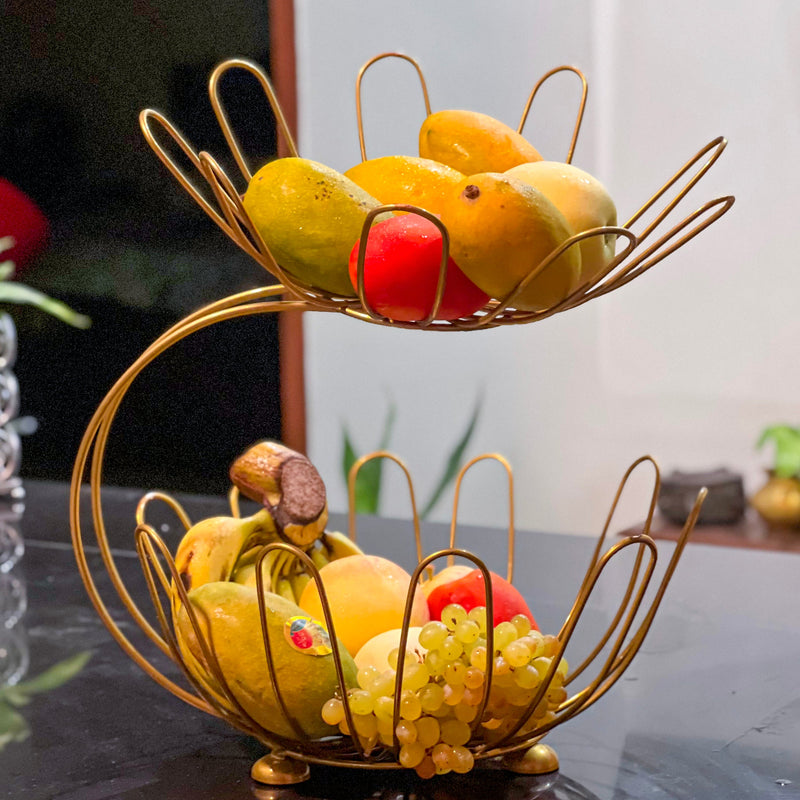 2-Layer Golden Crescent Fruit Basket - Image 4