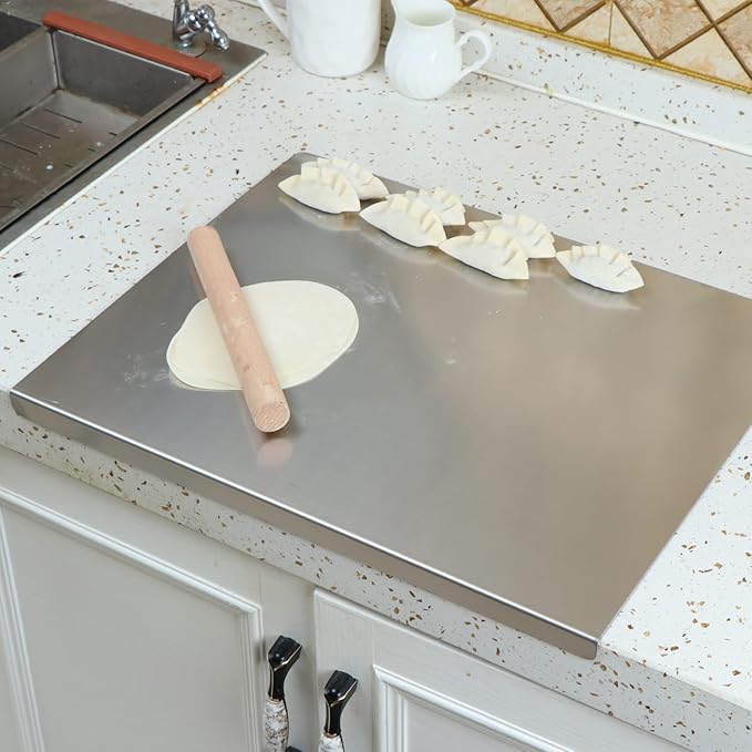 Non-Slip Stainless Steel Board for Cutting, Dough Rolling & Dumpling Prep - Image 3