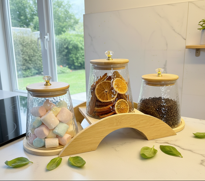 Decorative Bridge-Design Jar with Natural Wooden Stand - Image 4