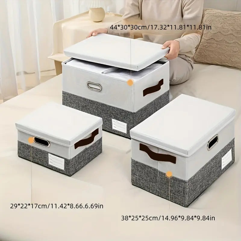 Space Saving Multi-Use Fabric Storage Basket with Lid - Image 5