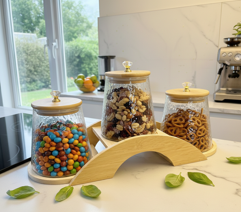 Decorative Bridge-Design Jar with Natural Wooden Stand - Image 3