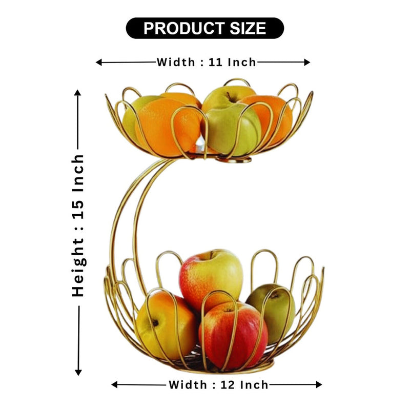 2-Layer Golden Crescent Fruit Basket - Image 2